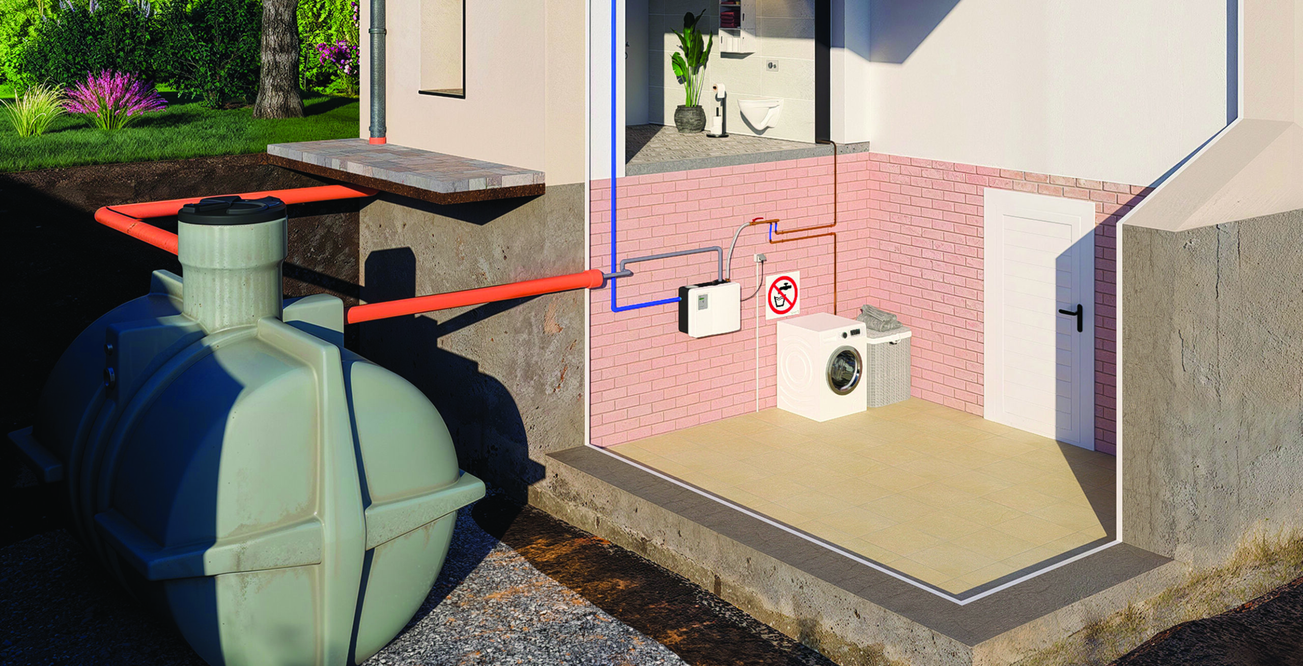 Sanirain installato in un impianto per il recupero dell’acqua piovana